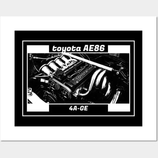 TOYOTA COROLLA AE86 TRUENO ENGINE (Black Version) Posters and Art